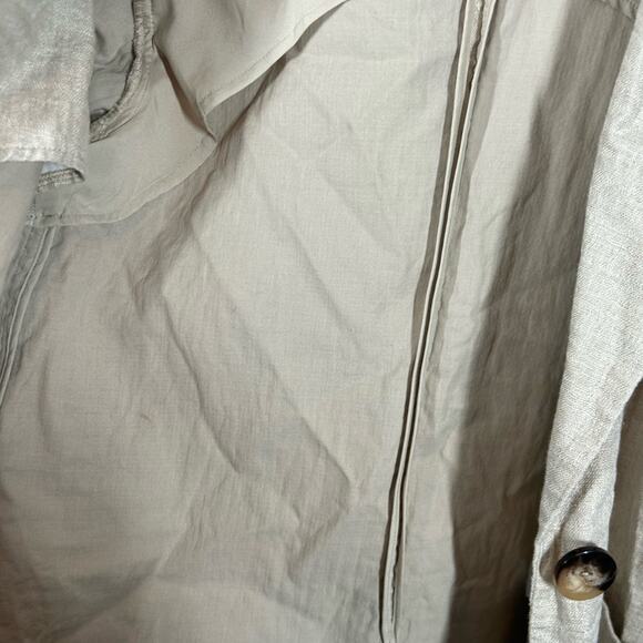 J.Jill Linen Chore Jacket Medium Petite | Lightweight Tan Beige Business Casual - Picture 10 of 13